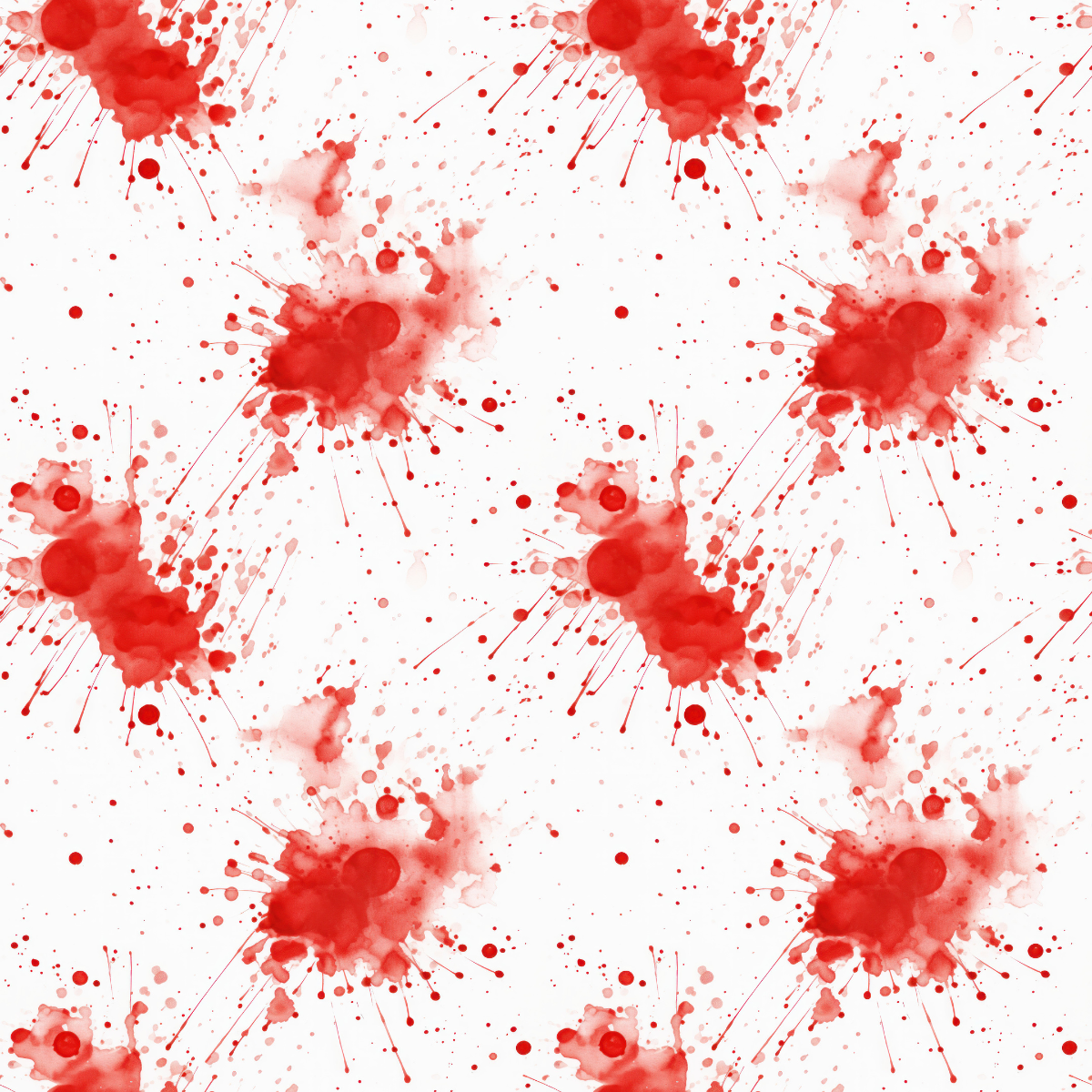 Red splatter pattern on a white background