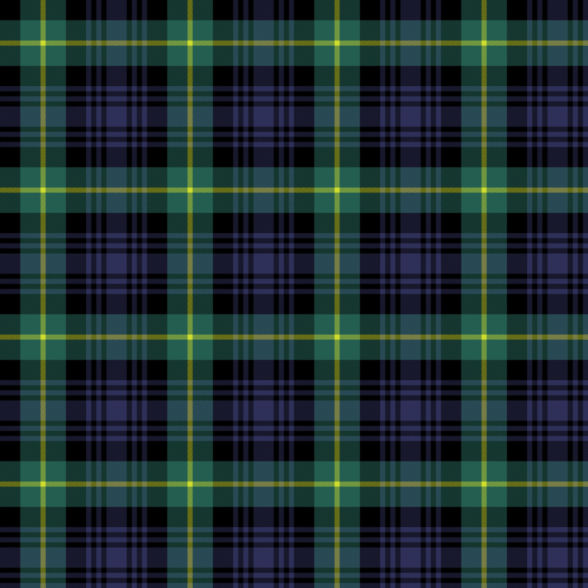 Plaid pattern with green, blue, and yellow colours