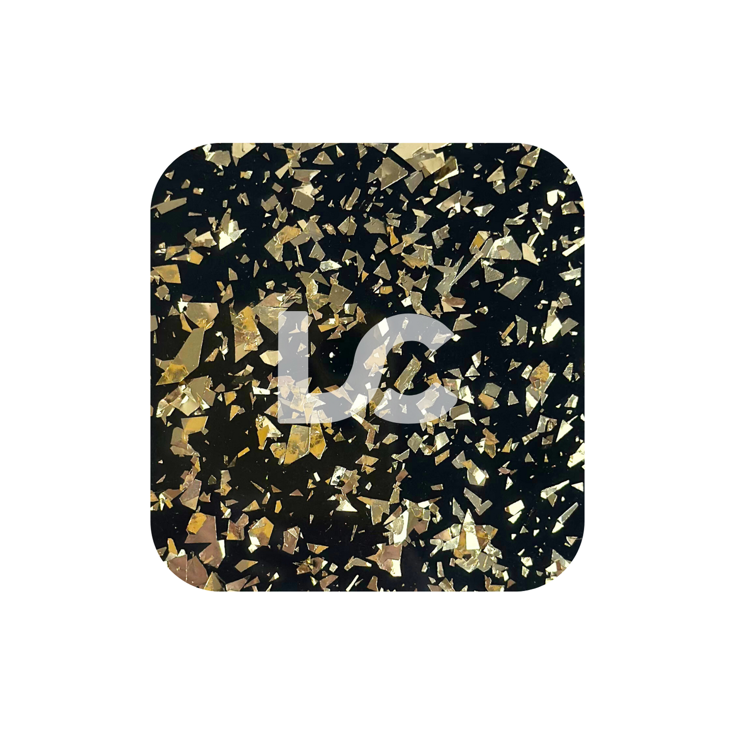 Gold Flakes on Black Acrylic