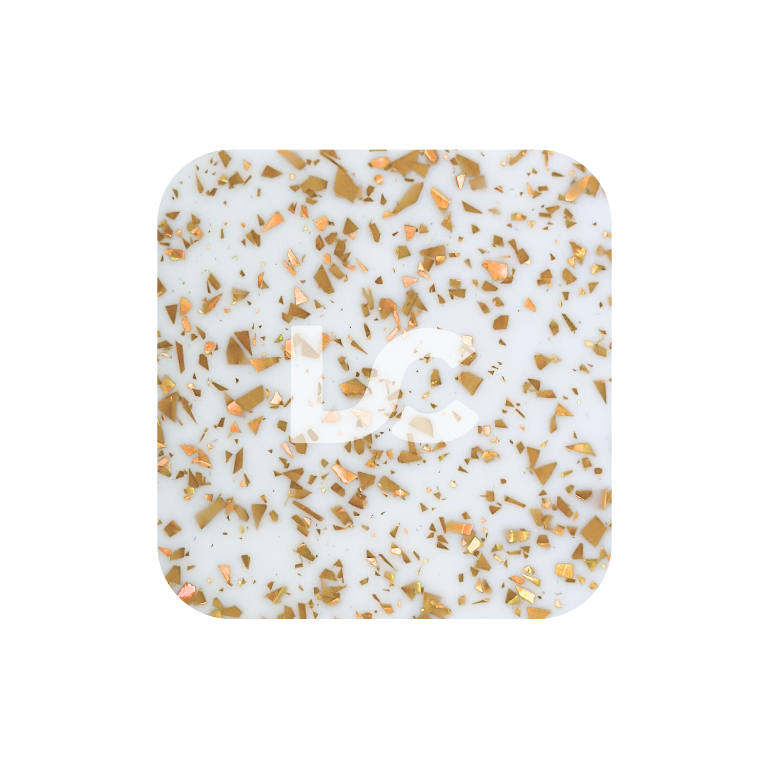 Gold Flakes on White Acrylic