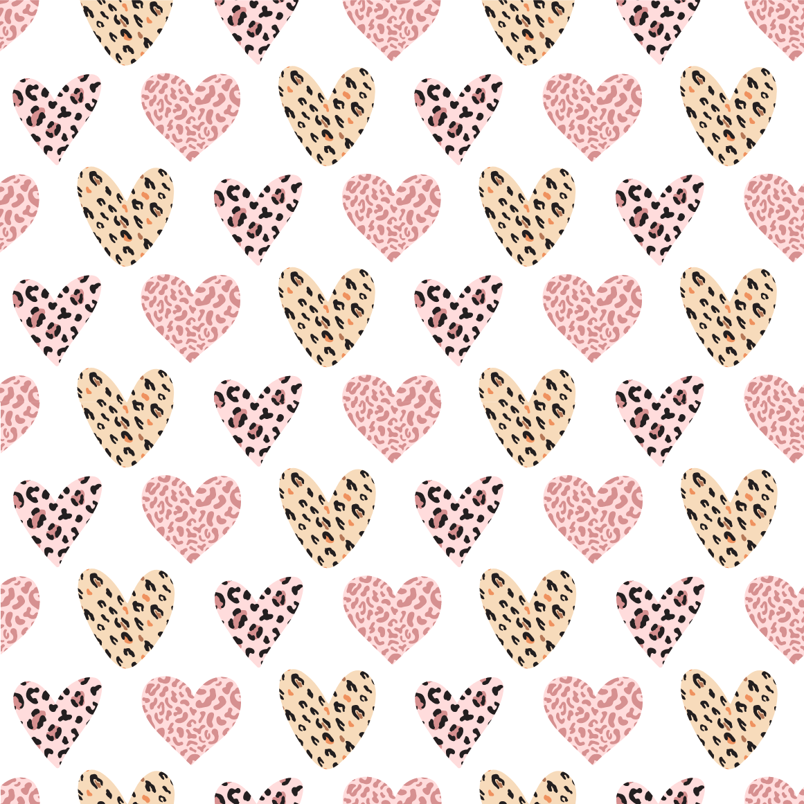 A pattern of heart shapes in leopard print design