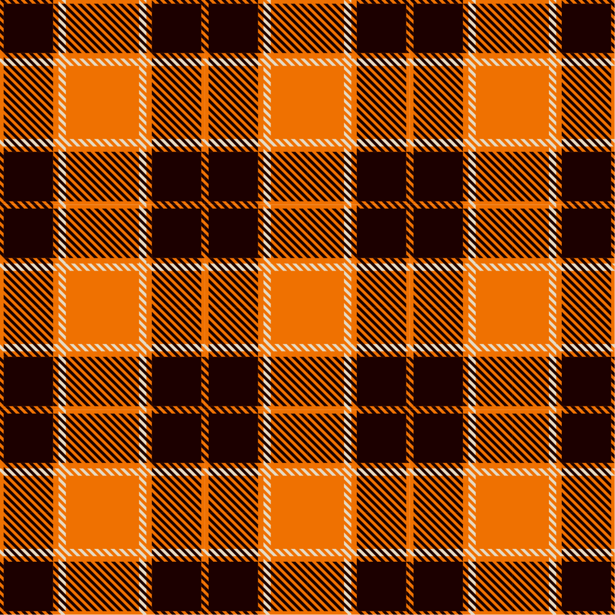 Plaid pattern with orange and black squares