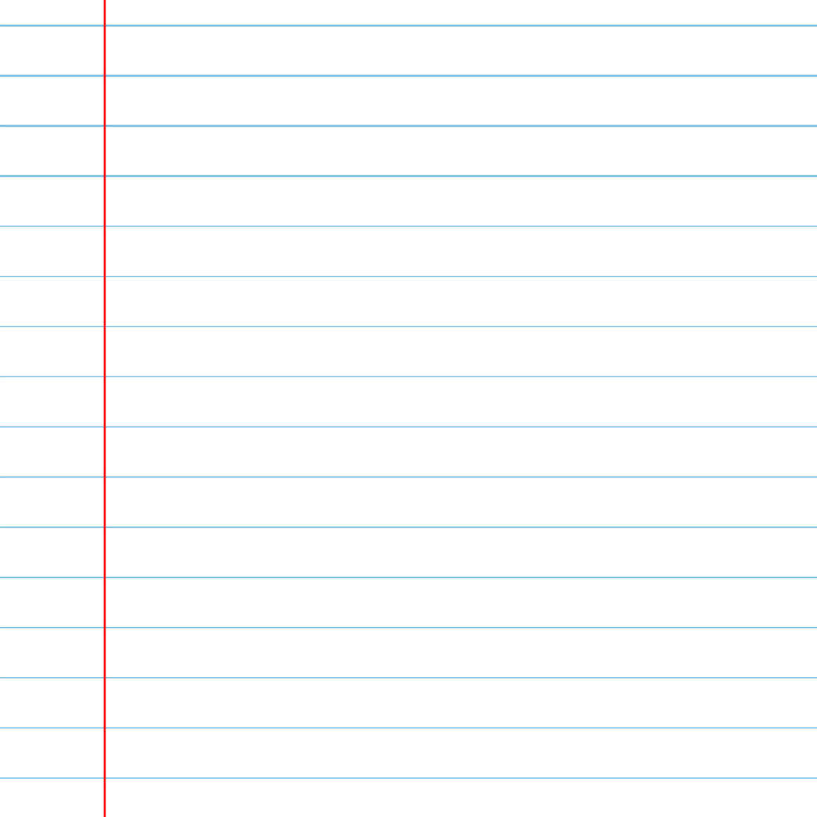 Blank lined paper with red margin line
