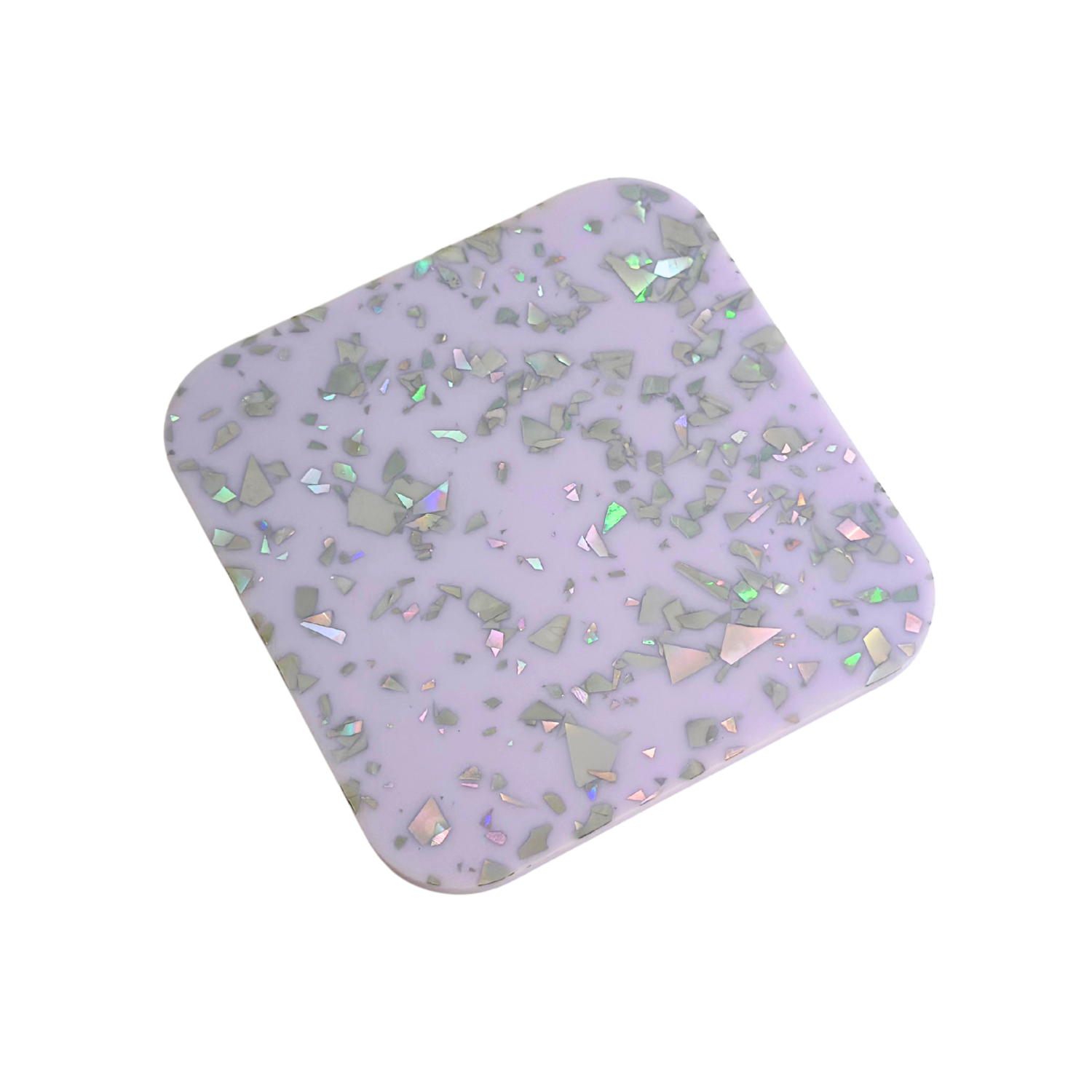 Silver Flakes on Purple Acrylic