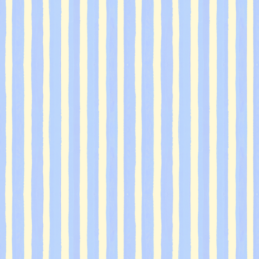 Pattern of vertical blue and yellow stripes on a light blue background