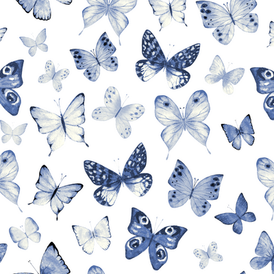Blue watercolour butterflies