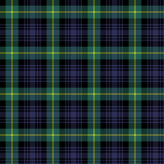 Plaid pattern with green, blue, and yellow colours