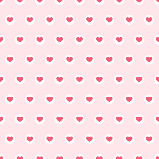 Pattern of red hearts on a pink background