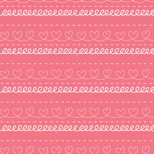 Pink background with white heart and line pattern