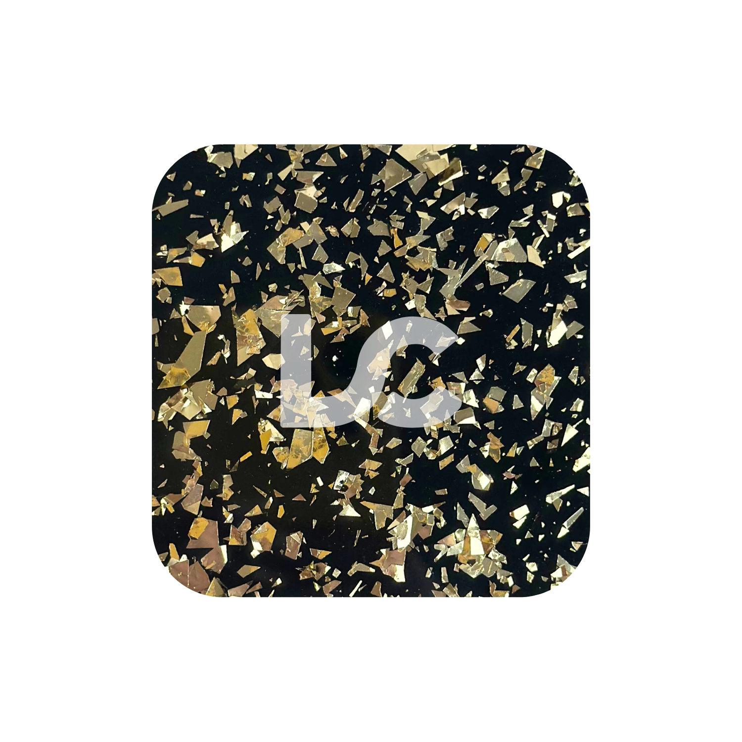 Gold Flakes on Black Acrylic