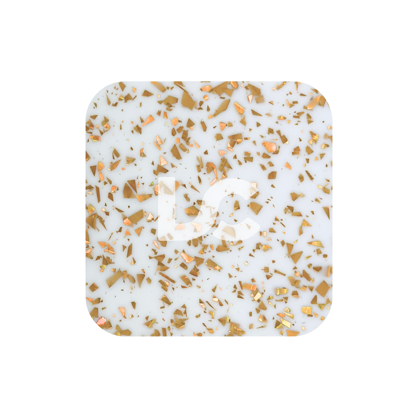 Gold Flakes on White Acrylic