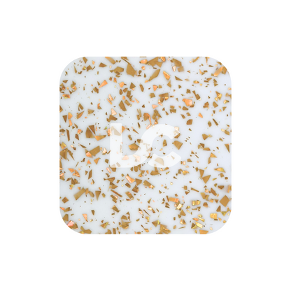 Gold Flakes on White Acrylic