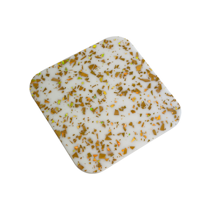 Gold Flakes on White Acrylic
