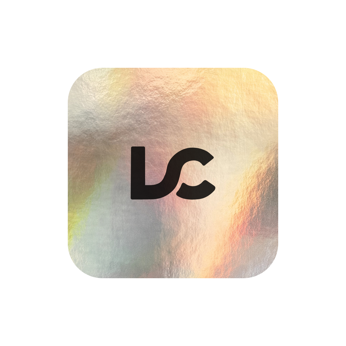 Holographic light gold with a shifting pastel rainbow sheen