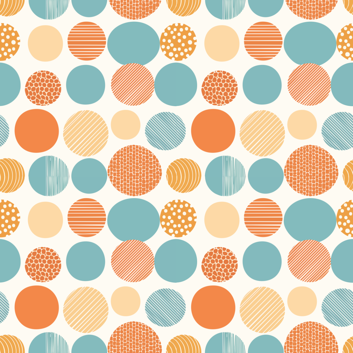 Pattern of colorful circles on a white background