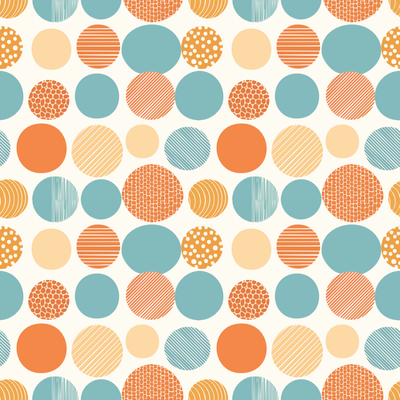 Pattern of colorful circles on a white background