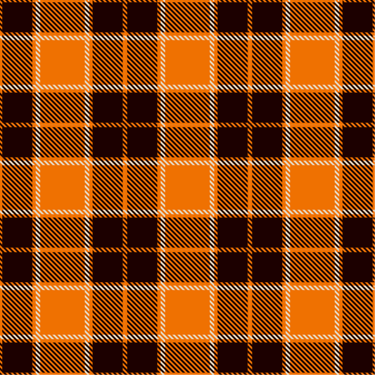 Plaid pattern with orange and black squares