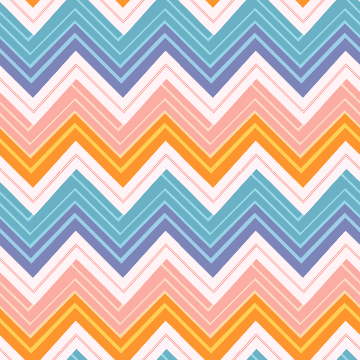 Colorful zigzag pattern with multiple colors on a white background