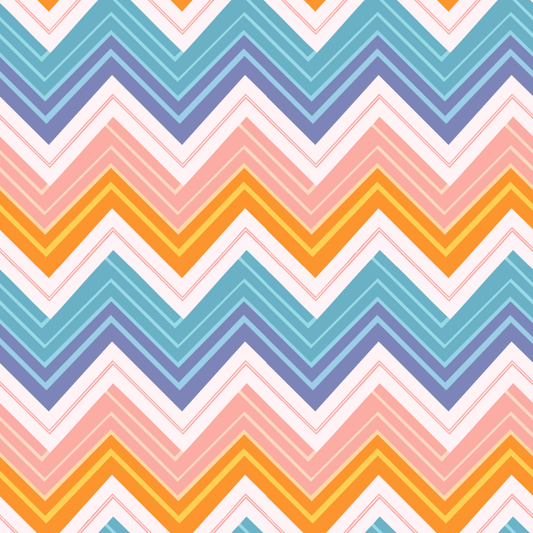 Colorful zigzag pattern with multiple colors on a white background