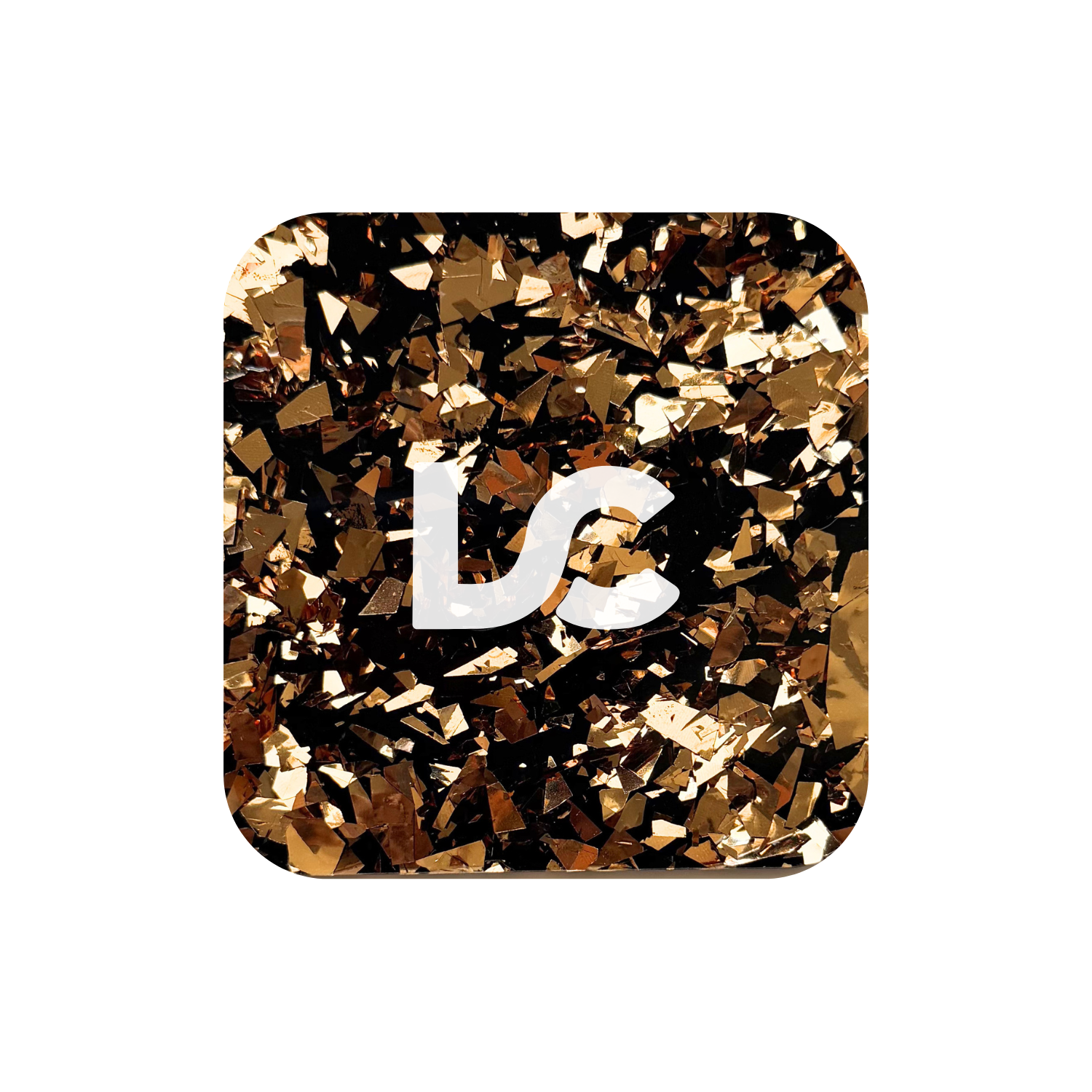 Rose Gold Flakes on Black Acrylic