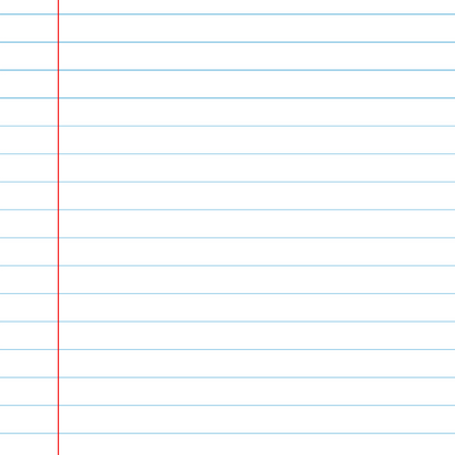 Blank lined paper with red margin line