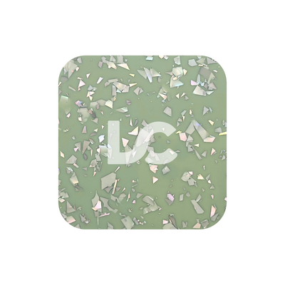 Silver Flakes on Green Acrylic