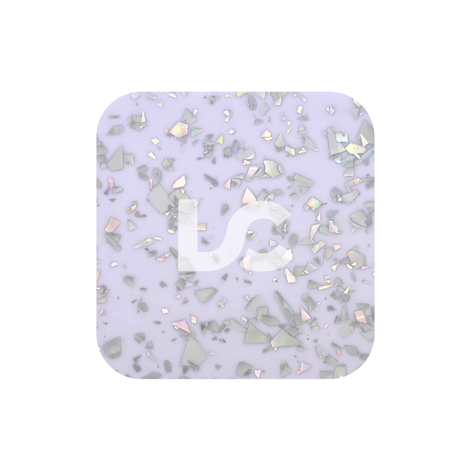 Silver Flakes on Purple Acrylic