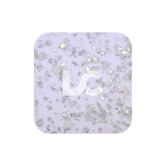 Silver Flakes on Purple Acrylic