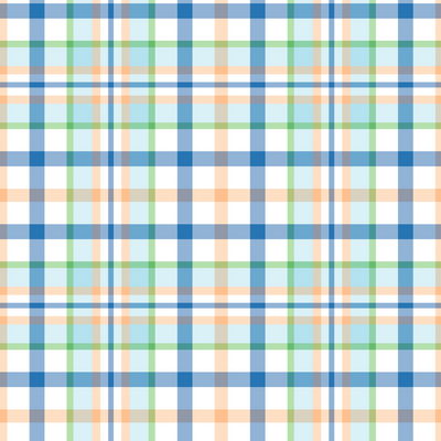 A checkered patterned piece of acrylic material with a printed blue, green, and beige design.