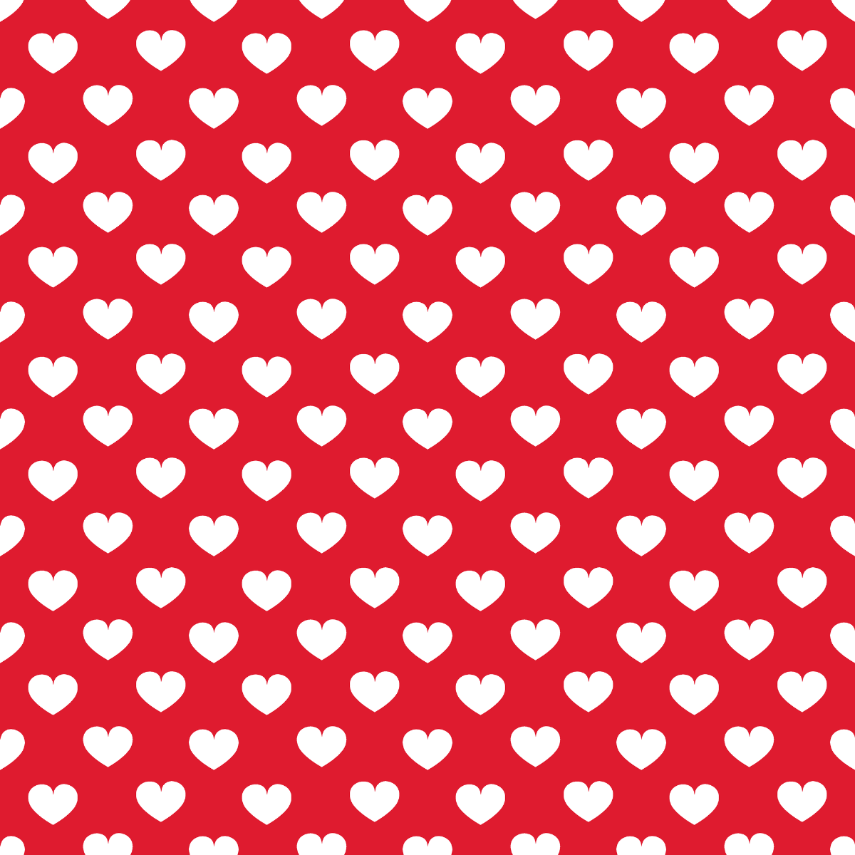 Pattern of white hearts on a red background