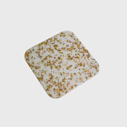 Gold Flakes on White Acrylic